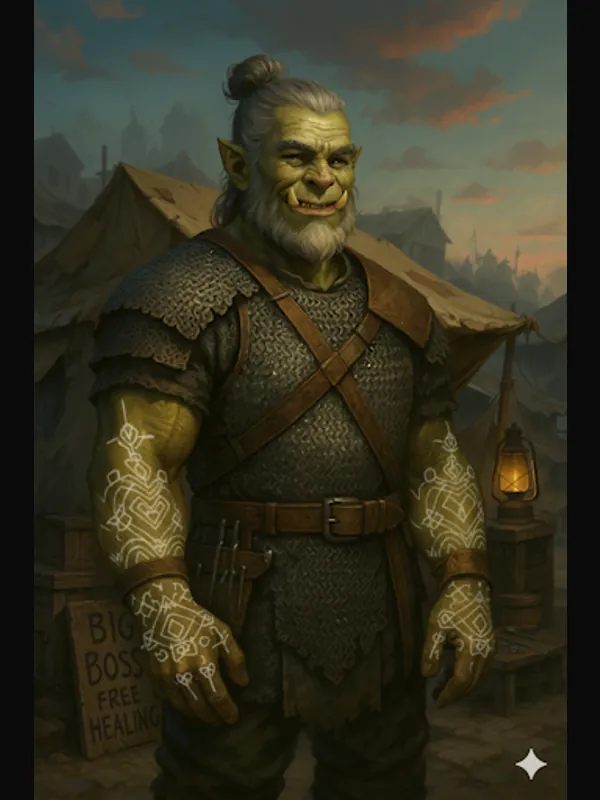 Geldok Iron Tusk, orc cleric